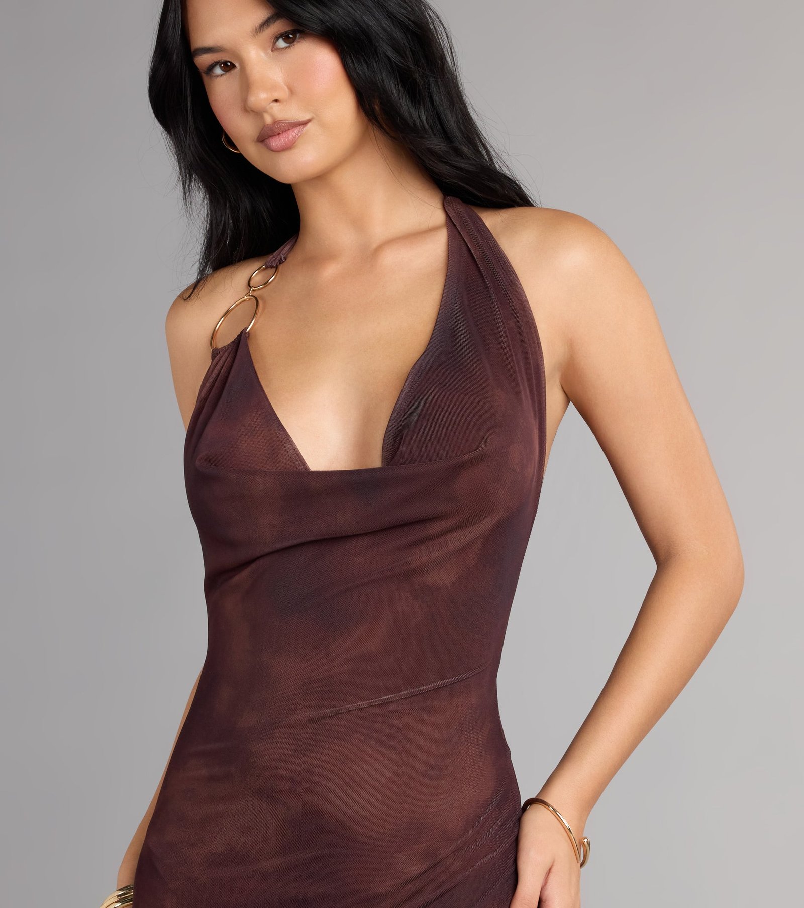 High Drama Halter Cowl Neck Maxi Dress - Image 3