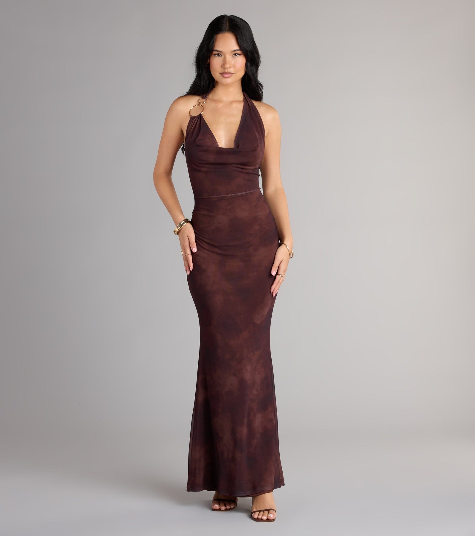 High Drama Halter Cowl Neck Maxi Dress - Image 4