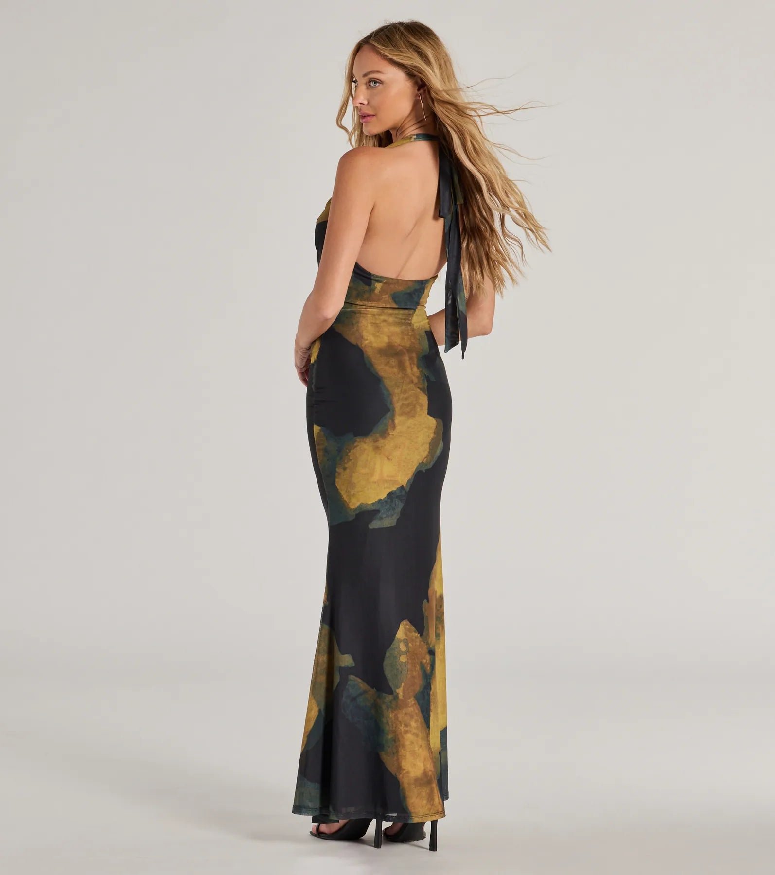 Work Of Art Abstract Marble Print Maxi Dress - Image 2
