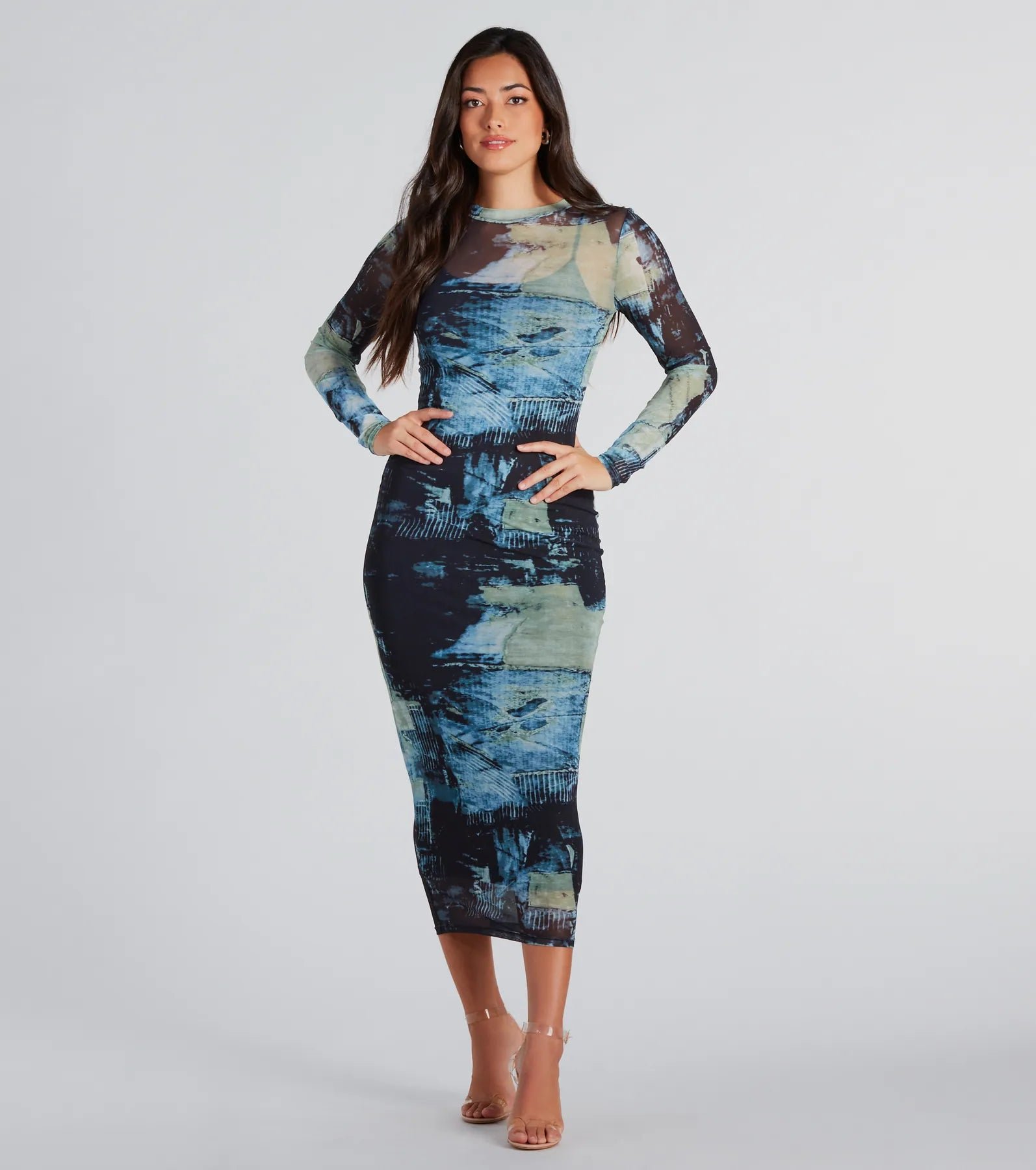 Downtown Chic Abstract Print Midi Dress - Image 5