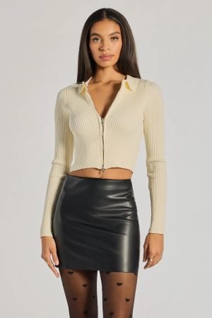 Sleek And Snug Ribbed Knit Sweater Top